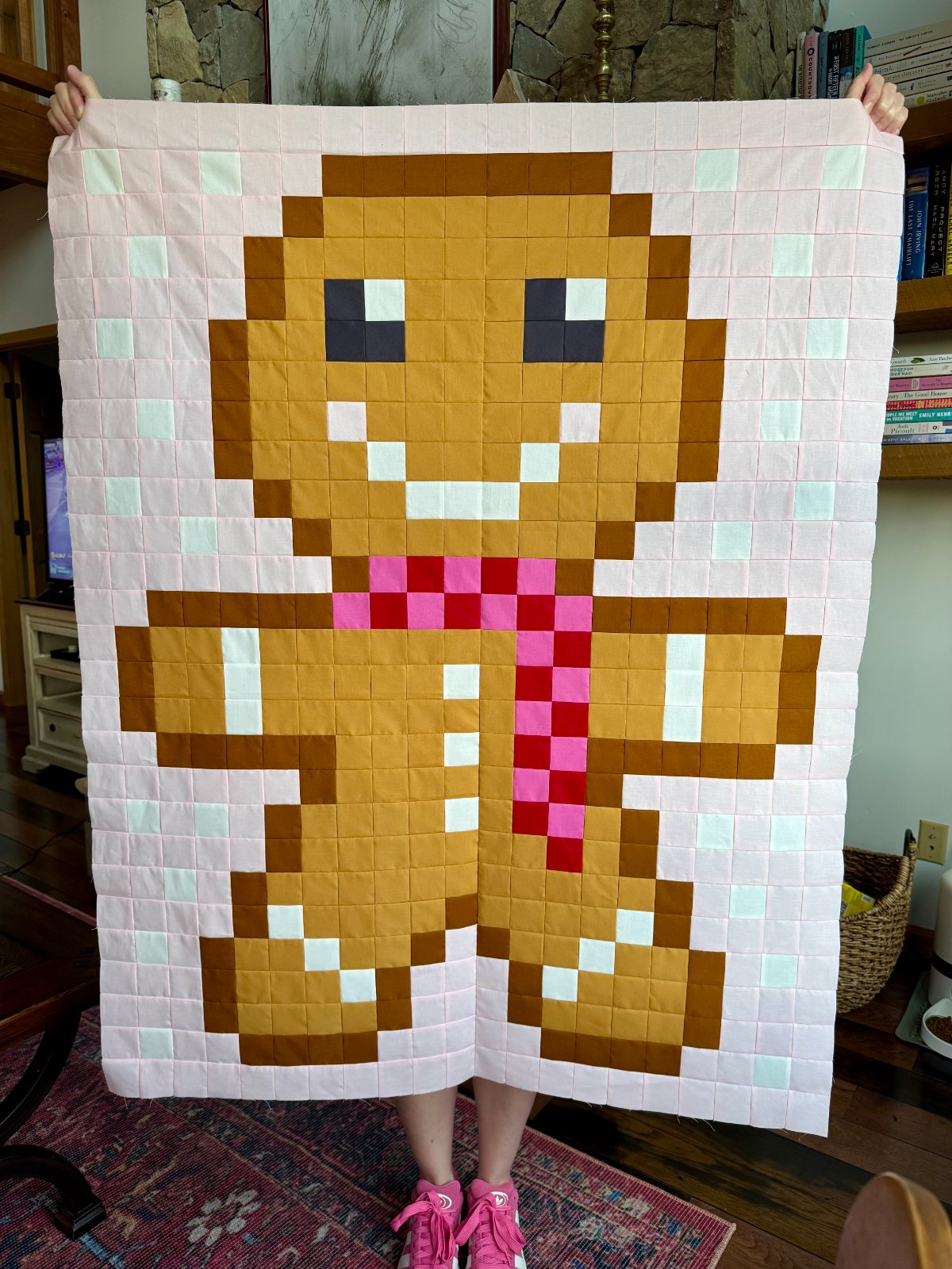 Gingerbread Friends Pink Baby Quilt